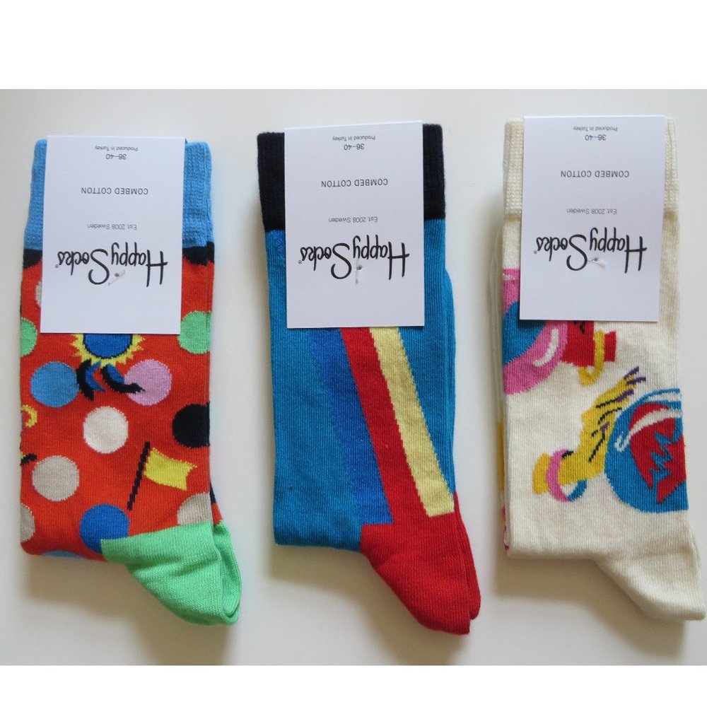 NWT Happy Socks Women Adults 3-Pack Mix Color - V2